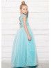 Turquoise Lace Tulle Flower Girl Dress Tutu Dress Birthday Girl Dress